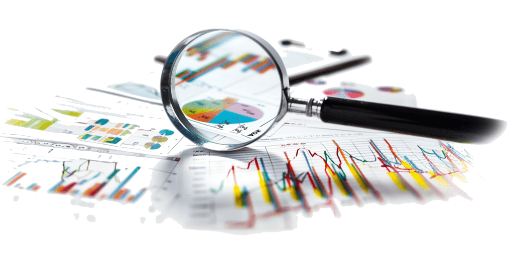 Magnifying glass over documents